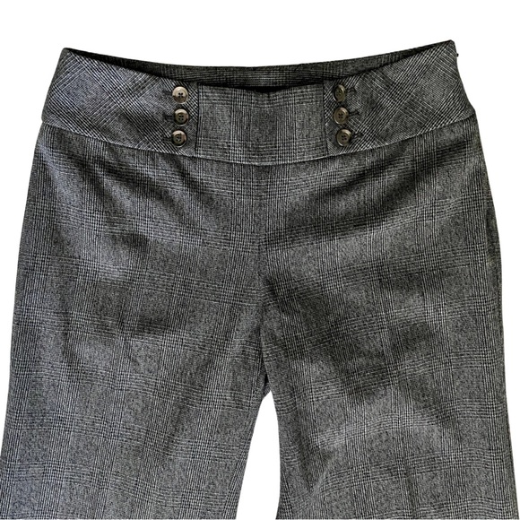 WHBM Gray/Black Plaid Wide Leg Trouser Pants- Front Sailor Buttons (size 0) - Picture 4 of 16